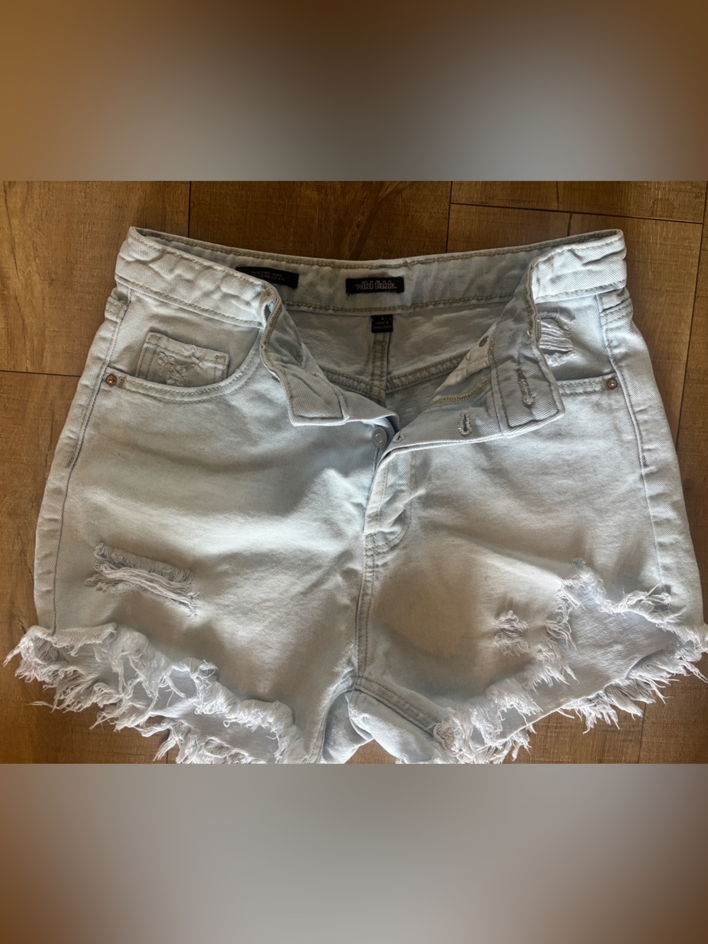 Light Wash Distressed Denim Shorts
